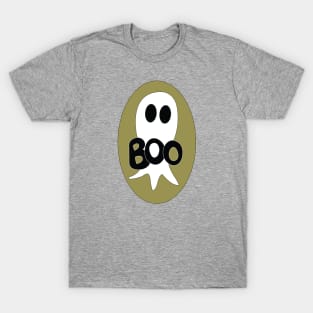 Cute Halloween ghost cartoon with BOO text T-Shirt